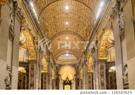 A beautiful view of St. Peter's Basilica in the Vatican City 126583624