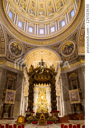 A beautiful view of St. Peter's Basilica in the Vatican City A beautiful view of St. Peter's Basilica in the Vatican City 126583630