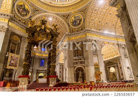 A beautiful view of St. Peter's Basilica in the Vatican City A beautiful view of St. Peter's Basilica in the Vatican City 126583657