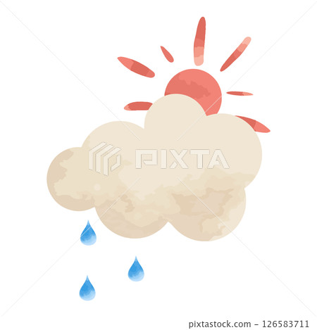 Sun and rain clouds illustration 126583711