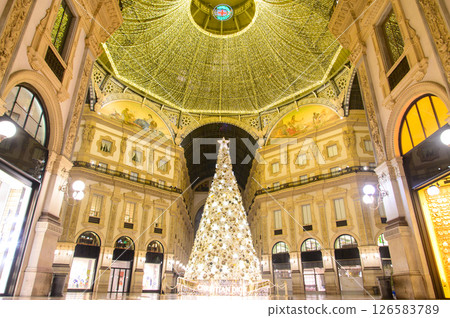 Scenery of the beautiful arcade of Galleria in Milan, Italy 126583789