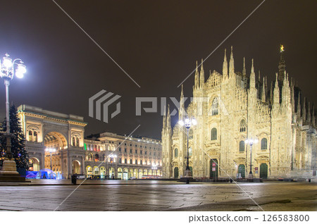 Beautiful illuminated view of the Duomo in Milan, Italy Beautiful illuminated view of the Duomo in Milan, Italy 126583800