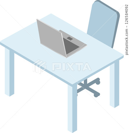 商務工作等距辦公室電腦桌椅插畫素材 126584092