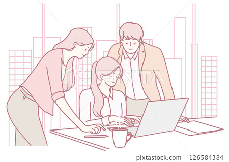 Collaborative teamwork in modern offices enhances communication and fosters innovation 126584384