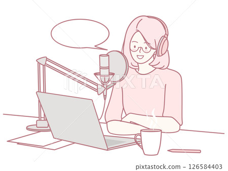 Podcast Host Actively Engaging with Their Audience in a Professional Studio Setup Environment 126584403