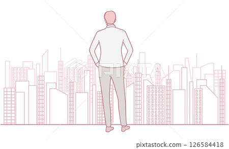 Contemplating the Urban Landscape A Man Deep in Thought While Overlooking the City below 126584418