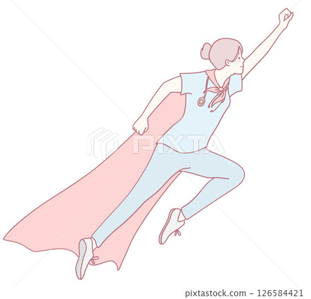 An Empowered Healthcare Superhero is actively taking significant action in the community 126584421