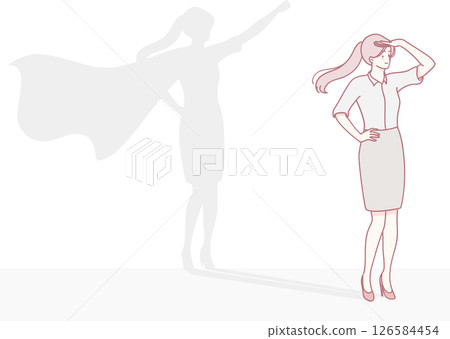 An Empowered Woman with a Heroic Shadow Representation that Inspires Confidence and Strength 126584454