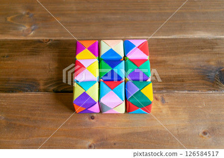 9 colorful 3D origami pieces 9 colorful 3D origami pieces 126584517