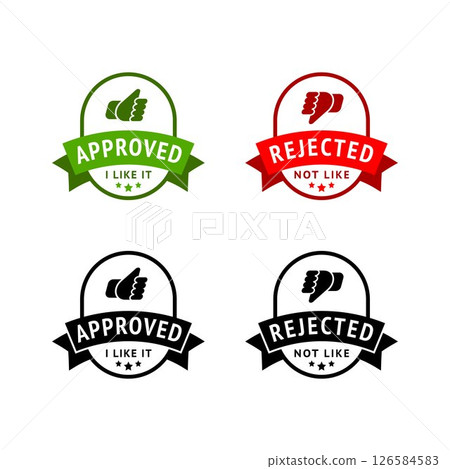 Set of badge like and dislike, thumbs up and thumbs down symbols, vector stamps Set of badge like and dislike, thumbs up and thumbs down symbols, vector stamps 126584583
