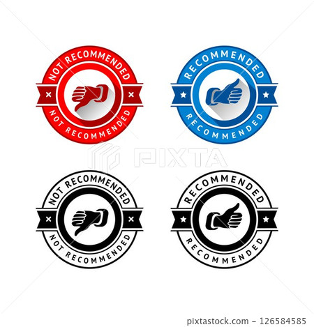 Set of badge like and dislike, thumbs up and thumbs down symbols, vector stamps 126584585