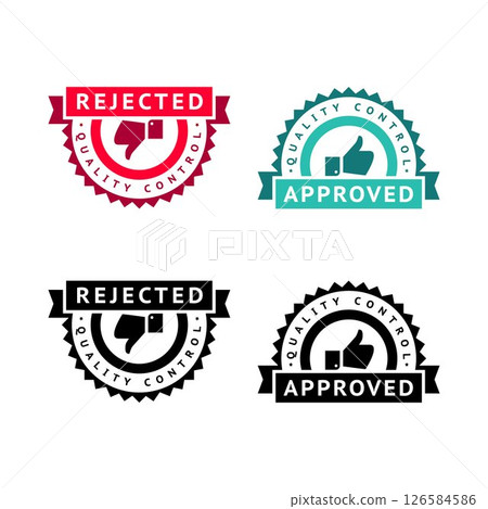 Set of badge like and dislike, thumbs up and thumbs down symbols, vector stamps 126584586