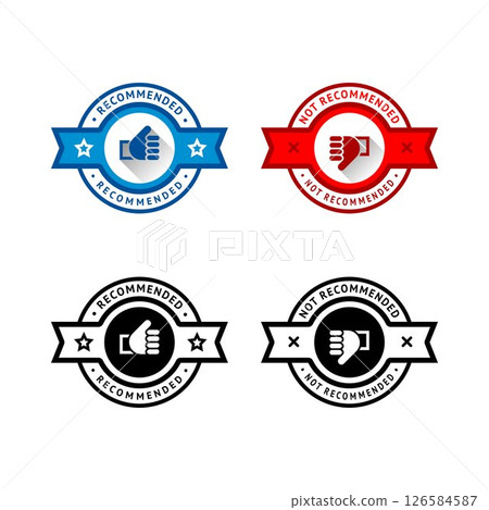 Set of badge like and dislike, thumbs up and thumbs down symbols, vector stamps 126584587