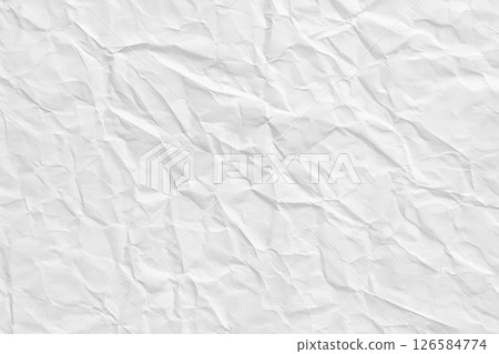 White crumpled paper surface with random wrinkles and folds creating organic textured background perfect for vintage stationery mockup design 126584774