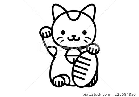 Maneki-neko simple icon vector illustration New Year's lucky charm Japan Japanese style 126584856