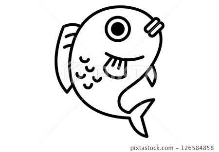 海鯛簡單圖示向量插圖新年幸運符日本日式風格 126584858