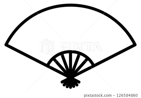 折扇或折扇的簡單圖示向量插圖，新年，幸運符，日本，日式風格 126584860