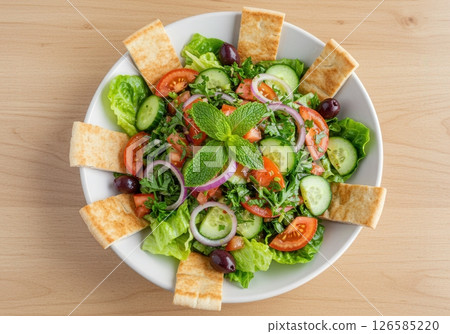 Lebanese fattoush salad with pita 126585220