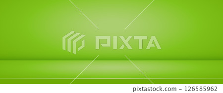 Green studio room. Abstract gradient background. 3d minimal wall for display presentation. Vector illustration. 126585962