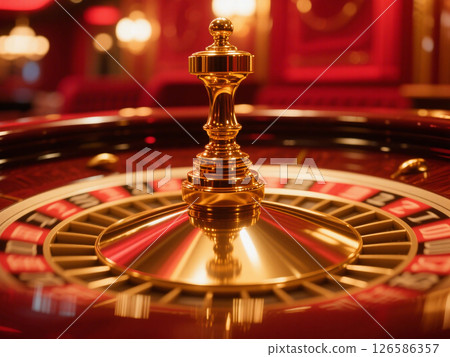 Close-up of luxurious roulette wheel in motion 126586357