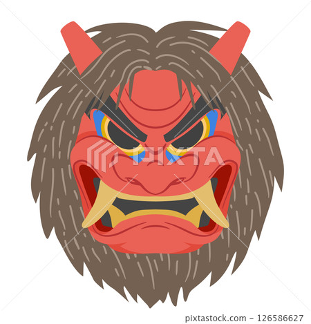 紅色Namahage面具插圖顏色Jiji Namahage 126586627
