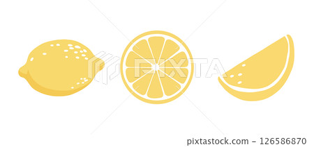 Minimalist lemon illustrations for fresh citrus design. Lemon is ideal for healthy food and summer projects 126586870