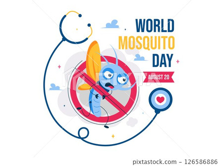 World Mosquito Day Vector Illustration on August 20th, featuring the Earth and a Midge that Can Cause Dengue Fever and Malaria in a Flat Background 126586886