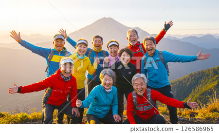 Active senior mountain climbing 126586965