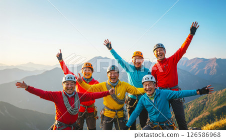Active senior mountain climbing 126586968
