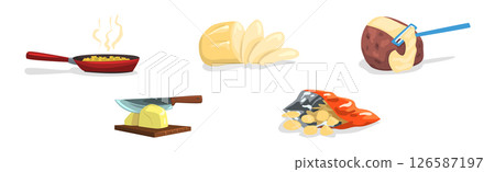 Potato Food Item and Products Object Vector Set 126587197