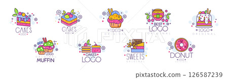 Sweet Treat and Dessert Logo and Badge Design Vector Set 126587239