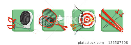 Different Sport and Athletic Equipment and Accessory Vector Set 126587308