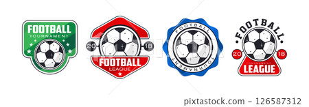Football League Badge and Logo Design Vector Set 126587312