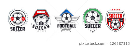 Football League Badge and Logo Design Vector Set 126587313