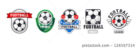 Football League Badge and Logo Design Vector Set 126587314