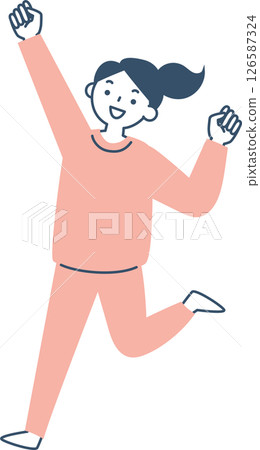 A smiling woman exercising energetically 126587324