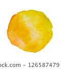 Yellow Hand Drawn Watercolor Drops Round Banner 126587479