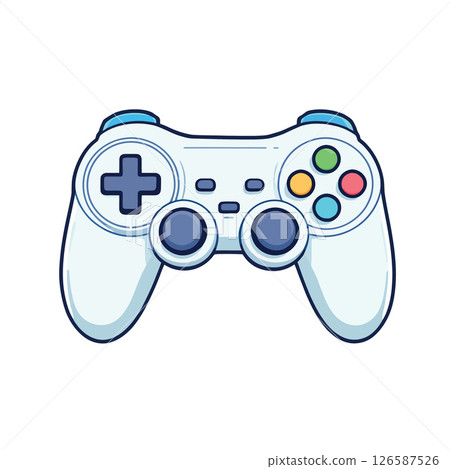 Vsai white gamepad controller with colorful buttons invites to play 126587526