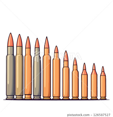 Vsai different types of bullets for rifles and handguns standing in decreasing order of size 126587527