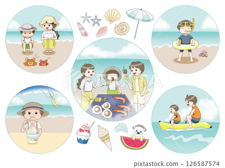 夏季大海親子插畫集 夏季大海親子插畫集 126587574