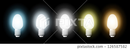 Light bulbs showing different color temperatures. 126587582