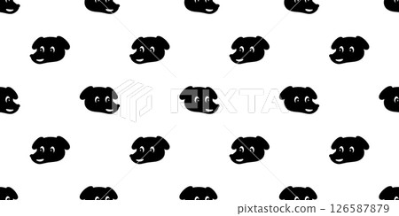 dog seamless pattern puppy silhouette vector pet smiling face head cartoon gift wrapping paper repeat wallpaper tile background doodle illustration isolated design 126587879