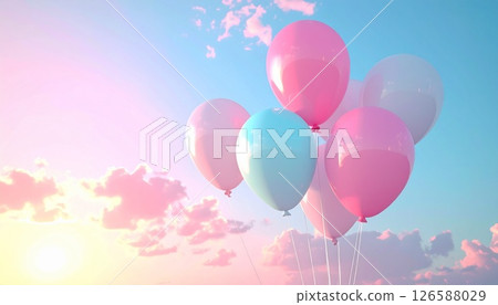 許多氣球漂浮在天空中 許多氣球漂浮在天空中 126588029