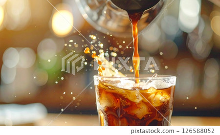 冰咖啡倒入玻璃杯中 126588052