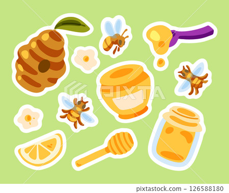 Honey Bee Cute Sticker Set 126588180