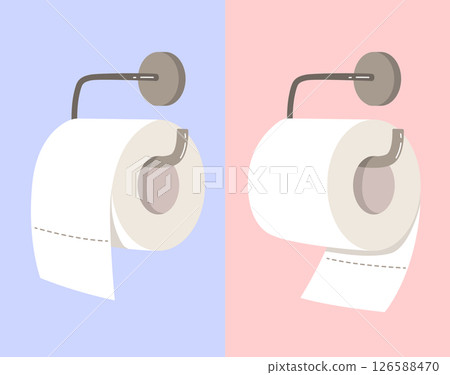 Toilet Paper Hanging Right and Wrong Bathroom Humor Cartoon Vector Illustration 126588470