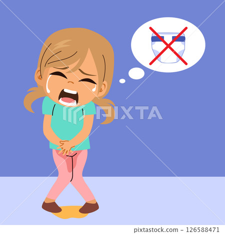 Girl Peeing and Thinking About Diaper Potty Training Cartoon Vector Illustration Girl Peeing and Thinking About Diaper Potty Training Cartoon Vector Illustration 126588471