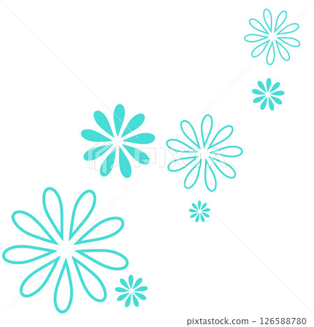 A simple illustration of two types of flowers in light blue 126588780