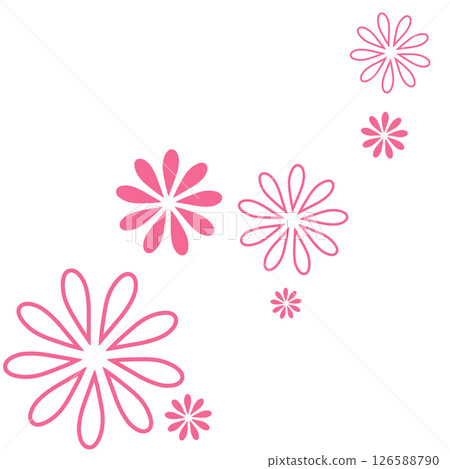 A simple illustration of two bright pink flowers 126588790