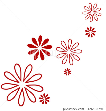 A simple illustration of two kinds of flowers in dark red A simple illustration of two kinds of flowers in dark red 126588791